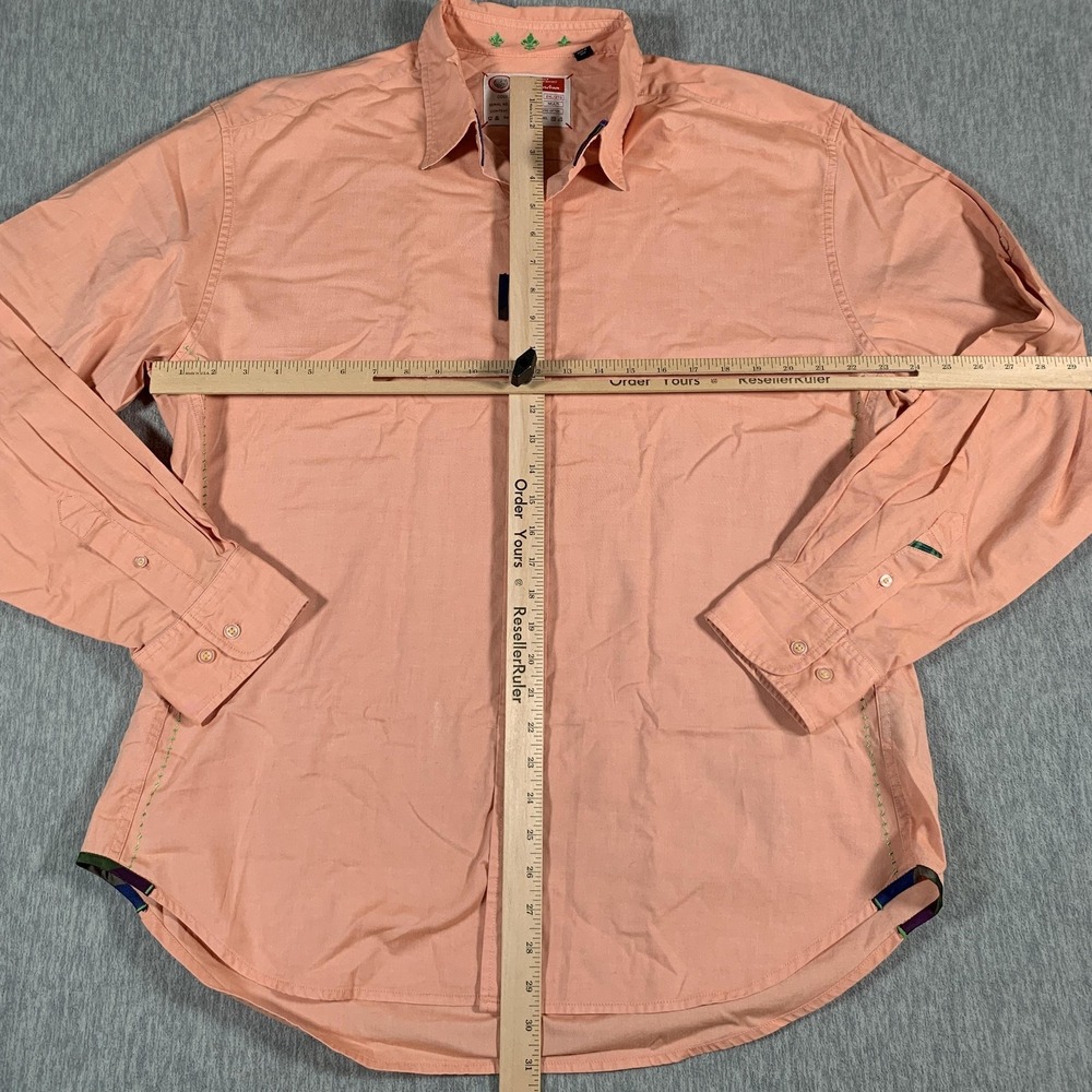 Robert Graham Shirt Mens 2XL Orange Peach Button Front Long Sleeve Cotton Casual - Picture 6 of 11